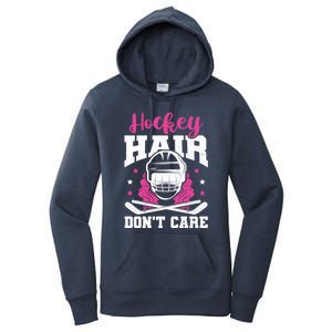 Hockey Hair DonT Care Funny Ice Hockey Player Coach Graphic Gift Women's Pullover Hoodie