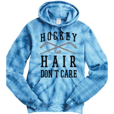 Hockey Hair DonT Care Funny Ice Puck Stick Player Funny Gift Tie Dye Hoodie