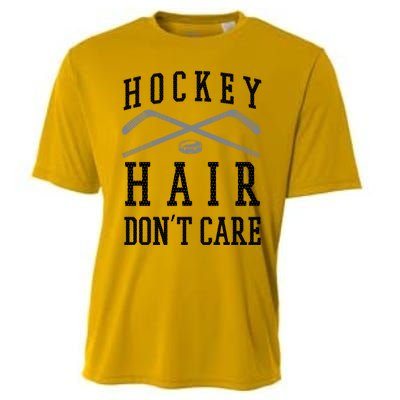 Hockey Hair DonT Care Funny Ice Puck Stick Player Funny Gift Cooling Performance Crew T-Shirt