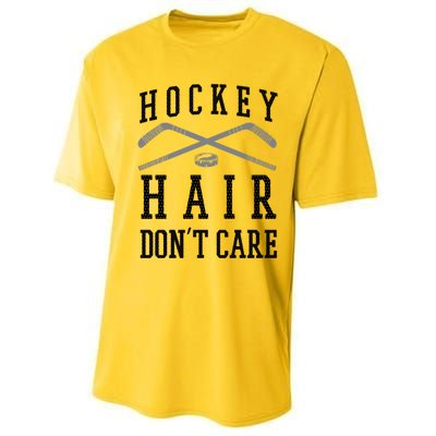 Hockey Hair DonT Care Funny Ice Puck Stick Player Funny Gift Performance Sprint T-Shirt