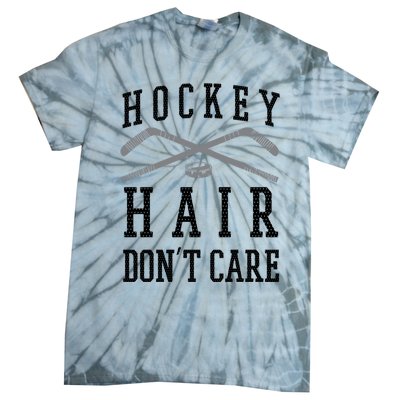 Hockey Hair DonT Care Funny Ice Puck Stick Player Funny Gift Tie-Dye T-Shirt