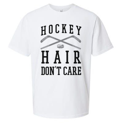 Hockey Hair DonT Care Funny Ice Puck Stick Player Funny Gift Sueded Cloud Jersey T-Shirt