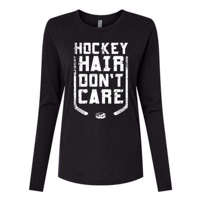 Hockey Hair DonT Care Ice Puck Player Funny Gift Womens Cotton Relaxed Long Sleeve T-Shirt