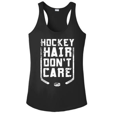 Hockey Hair DonT Care Ice Puck Player Funny Gift Ladies PosiCharge Competitor Racerback Tank