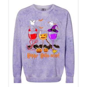 Happy Hallowine Drinking Scary Ghost Boo Pumpkin Halloween Colorblast Crewneck Sweatshirt