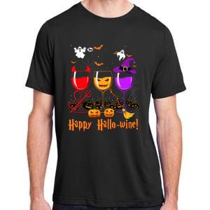 Happy Hallowine Drinking Scary Ghost Boo Pumpkin Halloween Adult ChromaSoft Performance T-Shirt