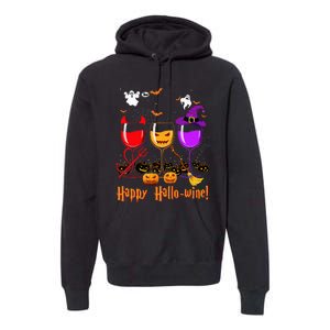 Happy Hallowine Drinking Scary Ghost Boo Pumpkin Halloween Premium Hoodie