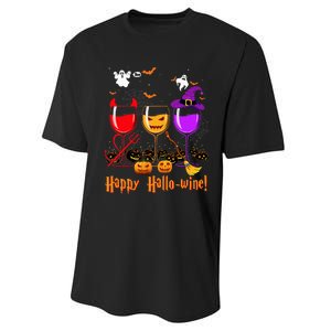 Happy Hallowine Drinking Scary Ghost Boo Pumpkin Halloween Performance Sprint T-Shirt