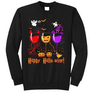 Happy Hallowine Drinking Scary Ghost Boo Pumpkin Halloween Tall Sweatshirt