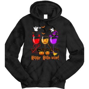 Happy Hallowine Drinking Scary Ghost Boo Pumpkin Halloween Tie Dye Hoodie