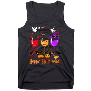 Happy Hallowine Drinking Scary Ghost Boo Pumpkin Halloween Tank Top