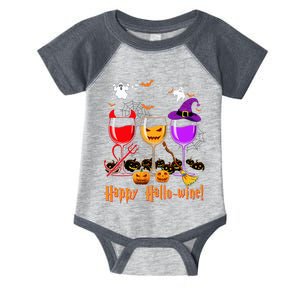 Happy Hallowine Drinking Scary Ghost Boo Pumpkin Halloween Infant Baby Jersey Bodysuit