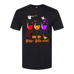 Happy Hallowine Drinking Scary Ghost Boo Pumpkin Halloween Softstyle CVC T-Shirt