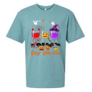 Happy Hallowine Drinking Scary Ghost Boo Pumpkin Halloween Sueded Cloud Jersey T-Shirt