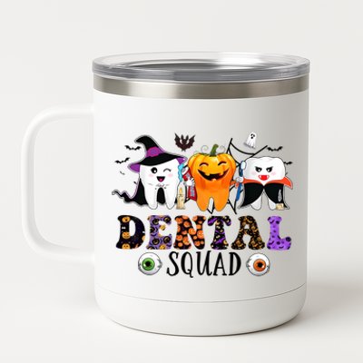 Happy Halloween Dental Squad Dental Pupmkin Spooky Funny Gift 12 oz Stainless Steel Tumbler Cup