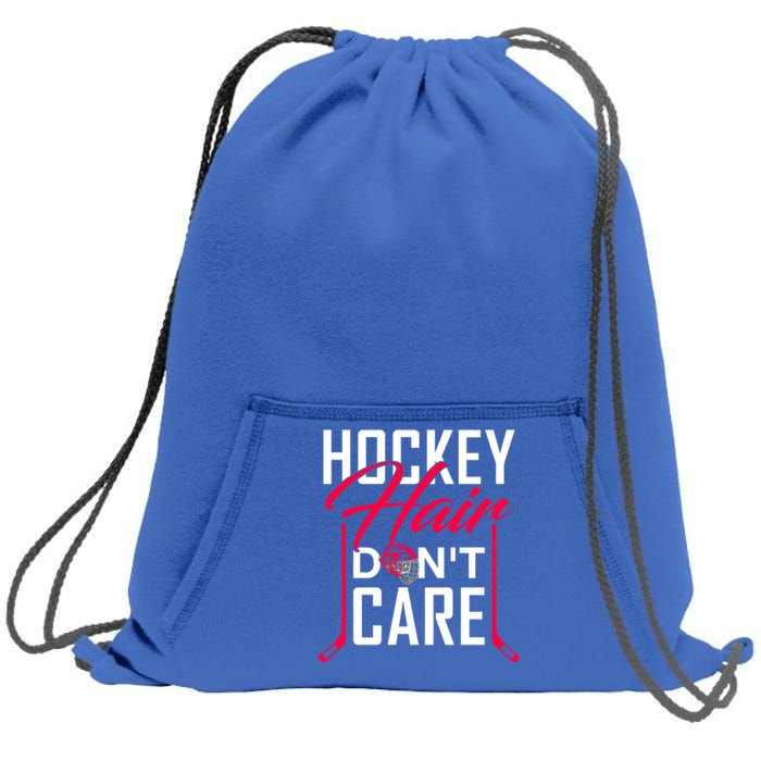 Hockey Hair Dont Care Funny Goalie Ice Sport Gift Sweatshirt Cinch Pack Bag