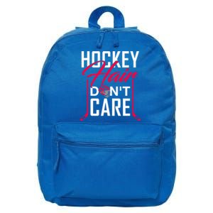 Hockey Hair Dont Care Funny Goalie Ice Sport Gift 16 in Basic Backpack