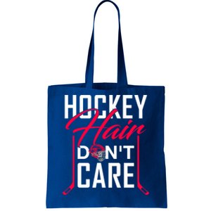 Hockey Hair Dont Care Funny Goalie Ice Sport Gift Tote Bag