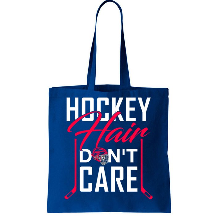 Hockey Hair Dont Care Funny Goalie Ice Sport Gift Tote Bag