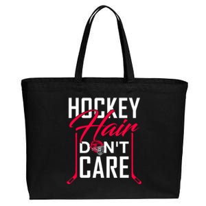 Hockey Hair Dont Care Funny Goalie Ice Sport Gift Cotton Canvas Jumbo Tote