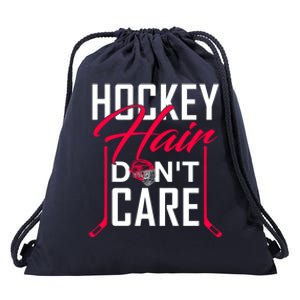 Hockey Hair Dont Care Funny Goalie Ice Sport Gift Drawstring Bag