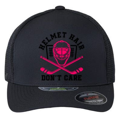 Helmet Hair Dont Care Funny Pink Hockey Mask Cool Gift Flexfit Unipanel Trucker Cap