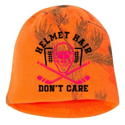 Helmet Hair Dont Care Funny Pink Hockey Mask Cool Gift Kati - Camo Knit Beanie