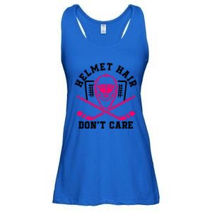 Helmet Hair Dont Care Funny Pink Hockey Mask Cool Gift Ladies Essential Flowy Tank