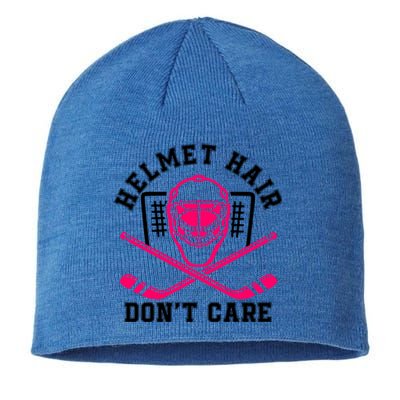 Helmet Hair Dont Care Funny Pink Hockey Mask Cool Gift Sustainable Beanie