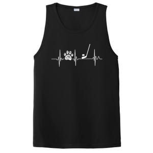 Hockey Heartbeat Dog Cat Paw Print Heartbeat Great Gift PosiCharge Competitor Tank