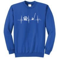 Hockey Heartbeat Dog Cat Paw Print Heartbeat Great Gift Tall Sweatshirt