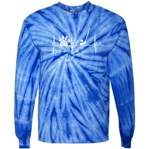 Hockey Heartbeat Dog Cat Paw Print Heartbeat Great Gift Tie-Dye Long Sleeve Shirt