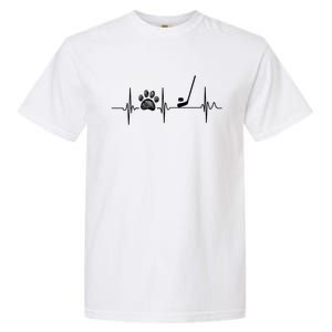 Hockey Heartbeat Dog Cat Paw Print Heartbeat Great Gift Garment-Dyed Heavyweight T-Shirt