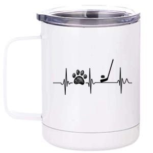 Hockey Heartbeat Dog Cat Paw Print Heartbeat Great Gift 12 oz Stainless Steel Tumbler Cup