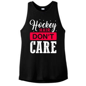 Hockey Hair Dont Care Funny Goalie Ice Sport Cute Gift Ladies PosiCharge Tri-Blend Wicking Tank