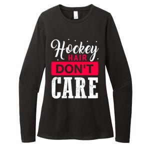 Hockey Hair Dont Care Funny Goalie Ice Sport Cute Gift Womens CVC Long Sleeve Shirt