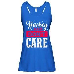 Hockey Hair Dont Care Funny Goalie Ice Sport Cute Gift Ladies Essential Flowy Tank