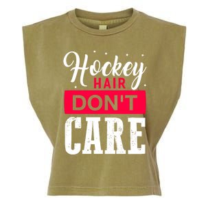 Hockey Hair Dont Care Funny Goalie Ice Sport Cute Gift Garment-Dyed Women's Muscle Tee