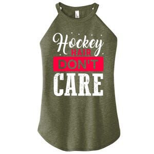 Hockey Hair Dont Care Funny Goalie Ice Sport Cute Gift Women's Perfect Tri Rocker Tank