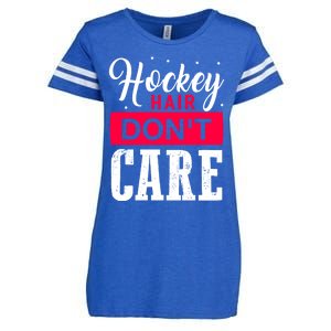 Hockey Hair Dont Care Funny Goalie Ice Sport Cute Gift Enza Ladies Jersey Football T-Shirt