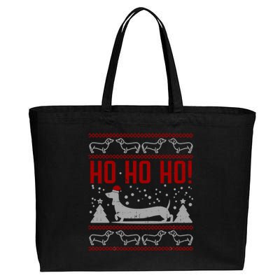 Ho Ho Dachshund Ugly Christmas Sweater Funny Dog Lover Funny Gift Cotton Canvas Jumbo Tote