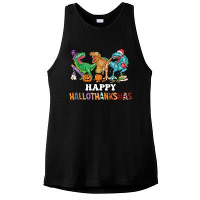 Happy Hallothanksmas Dinossaur Trex Ladies PosiCharge Tri-Blend Wicking Tank