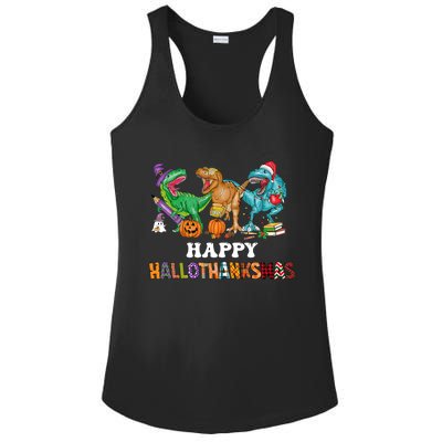 Happy Hallothanksmas Dinossaur Trex Ladies PosiCharge Competitor Racerback Tank