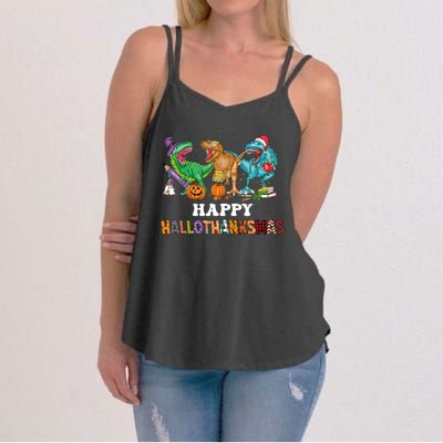 Happy Hallothanksmas Dinossaur Trex Women's Strappy Tank