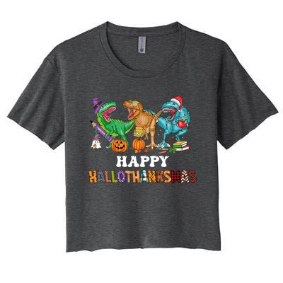 Happy Hallothanksmas Dinossaur Trex Women's Crop Top Tee