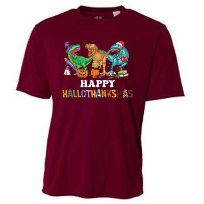 Happy Hallothanksmas Dinossaur Trex Cooling Performance Crew T-Shirt