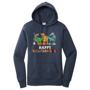 Happy Hallothanksmas Dinossaur Trex Women's Pullover Hoodie