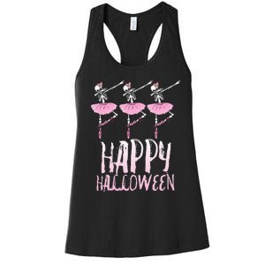 Happy Halloween Dancing Ballet Skeleton Ballerina Women's Racerback Tank