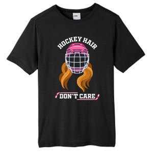 Hockey Hair DonT Care Funny Ice Hockey Gift Tall Fusion ChromaSoft Performance T-Shirt