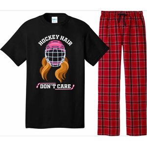 Hockey Hair DonT Care Funny Ice Hockey Gift Pajama Set